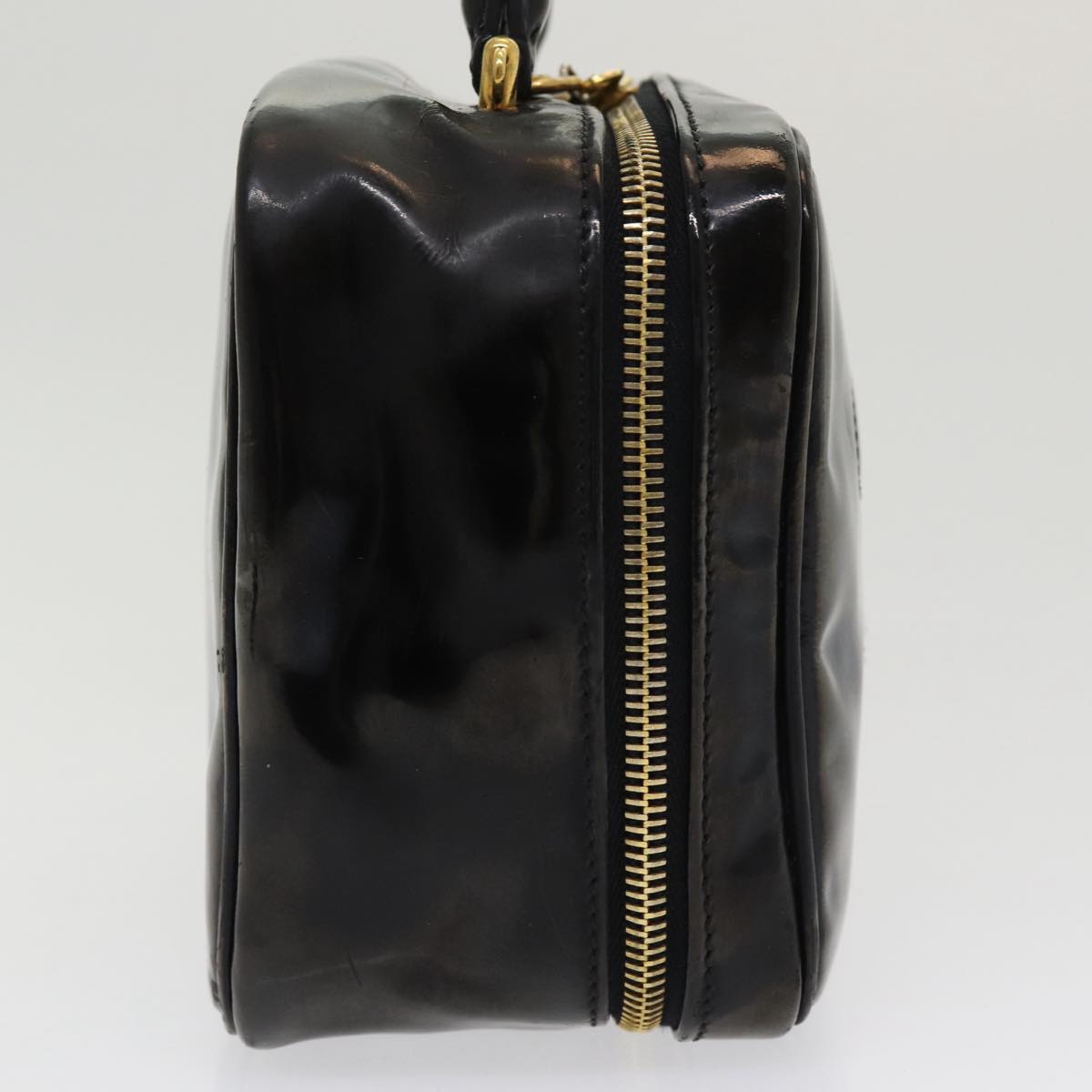 CHANEL COCO Mark Vanity Cosmetic Pouch Enamel Black CC bs16068