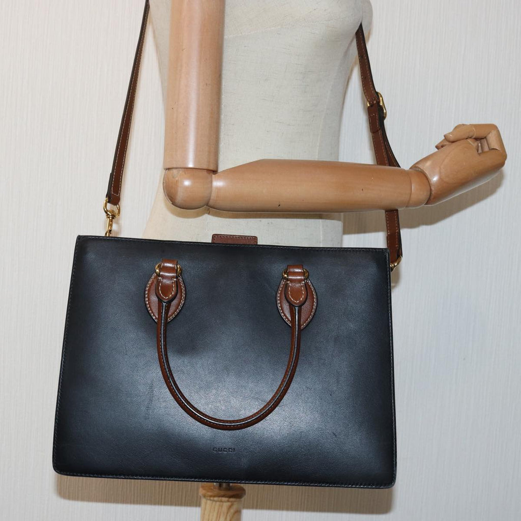 GUCCI Hand Bag Leather 2way Black 409531 bs16089