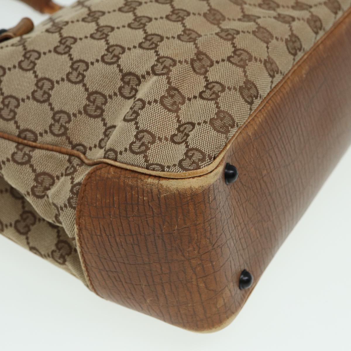 GUCCI Bamboo GG Canvas Hand Bag Beige 112526 bs16182