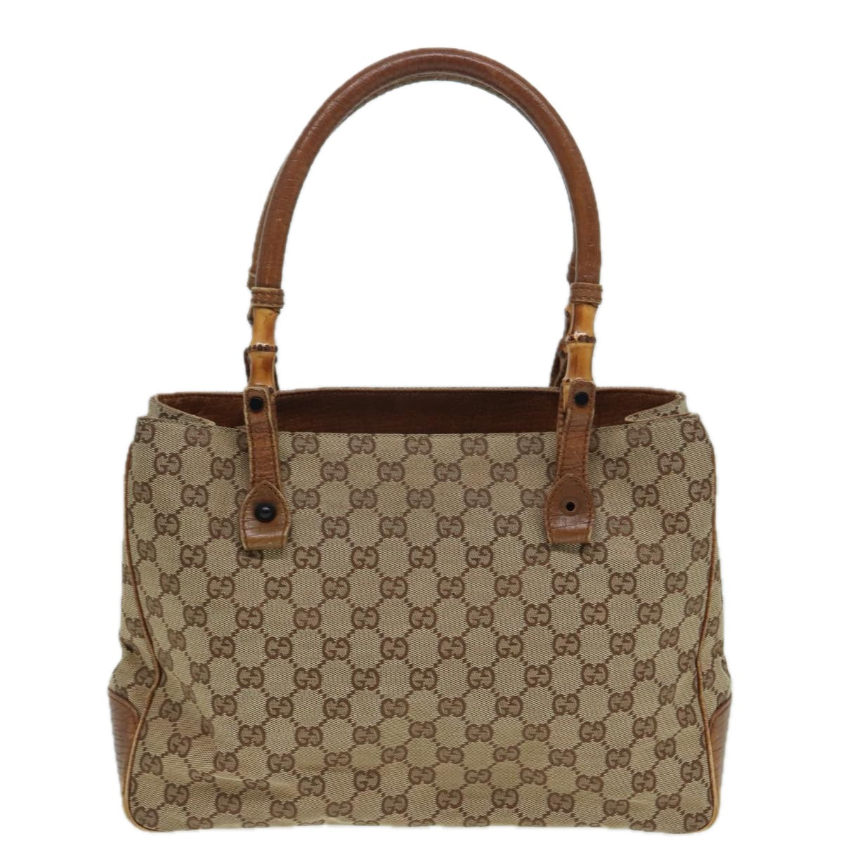 GUCCI Bamboo GG Canvas Hand Bag Beige 112526 bs16182