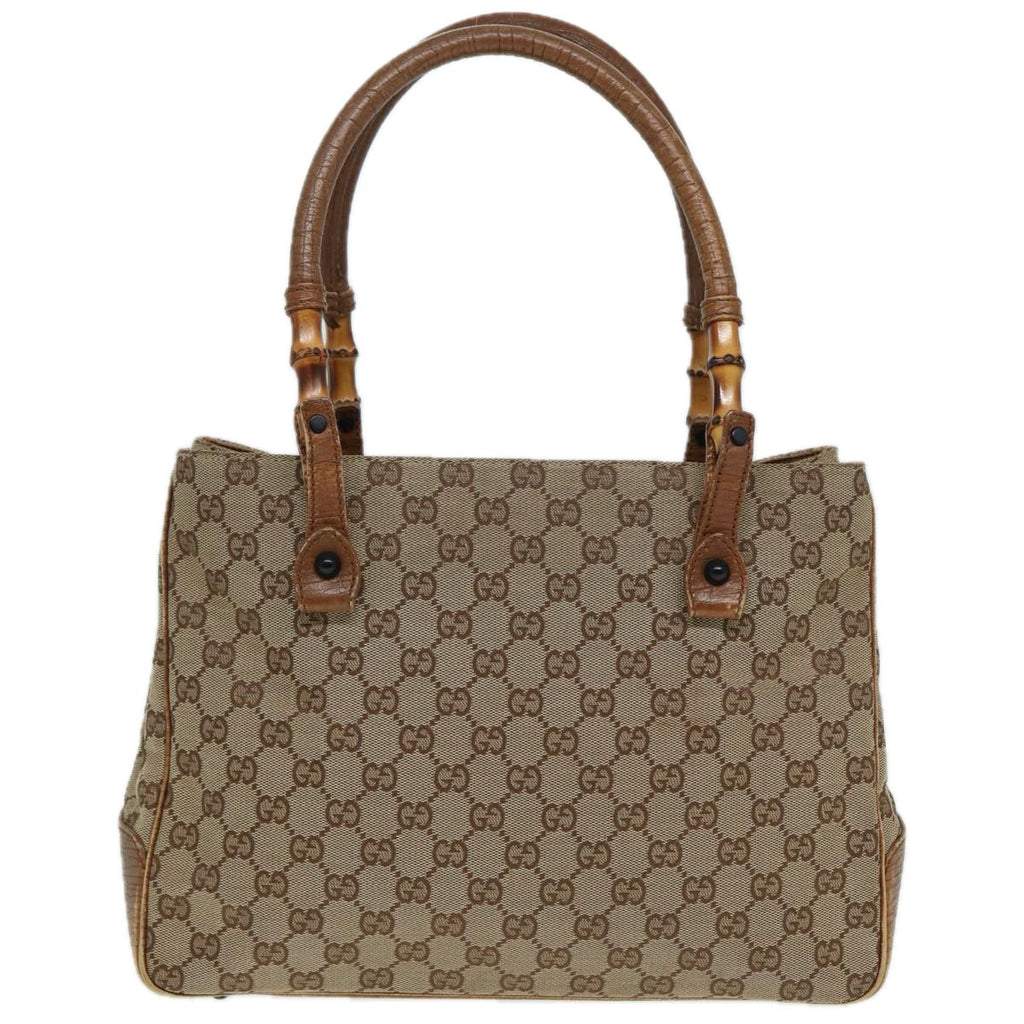 GUCCI Bamboo GG Canvas Hand Bag Beige 112526 bs16182