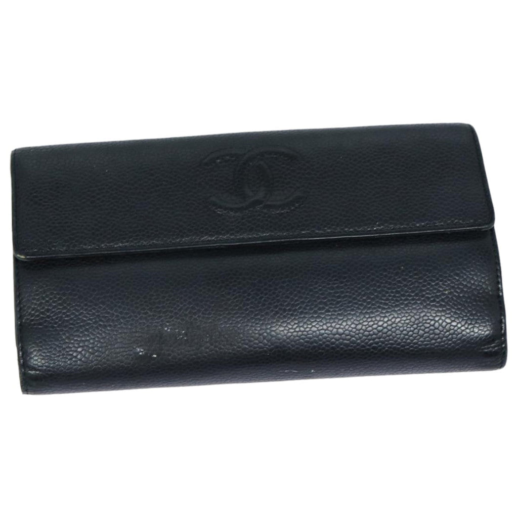 CHANEL COCO Mark Wallet Caviar Skin Black CC bs16186