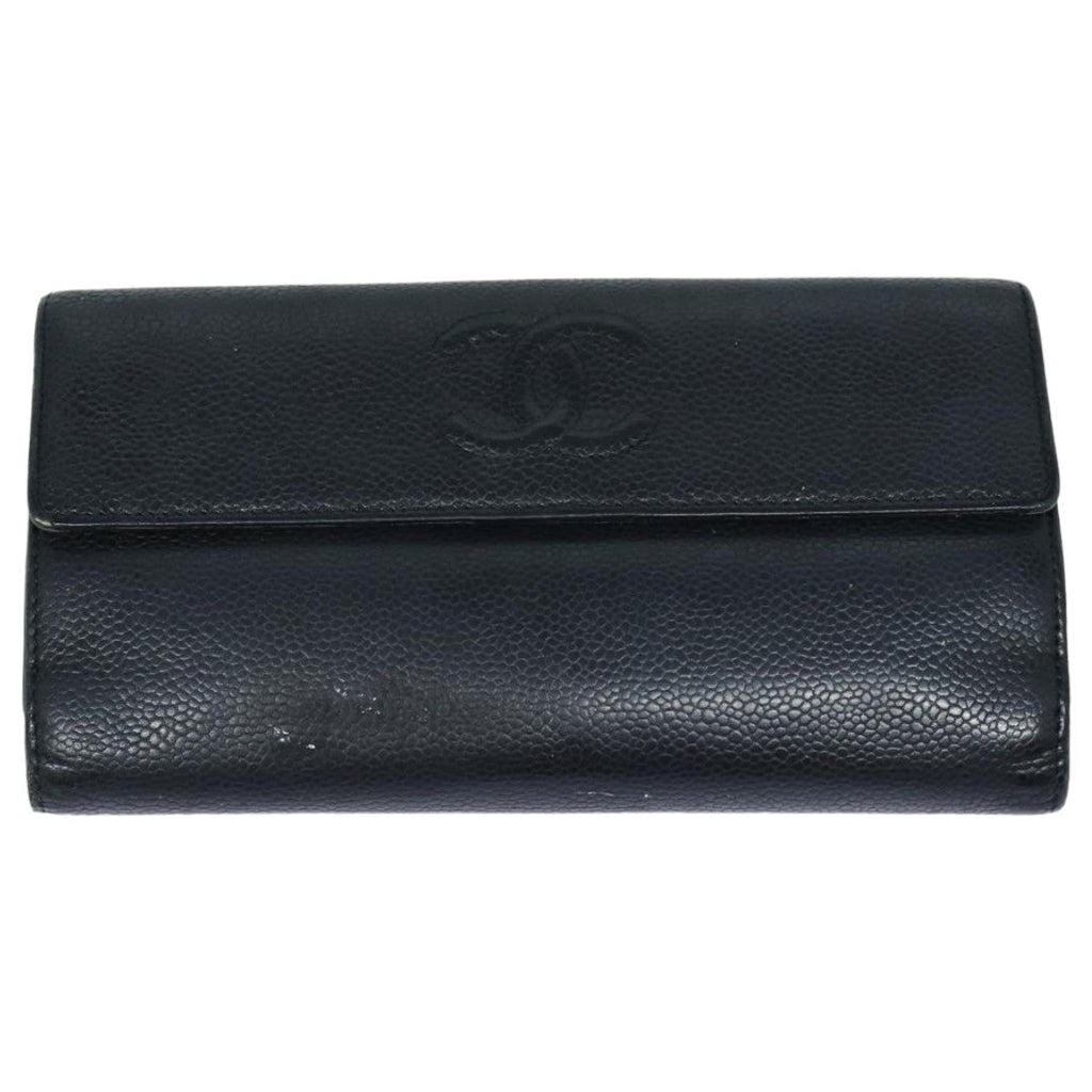 CHANEL COCO Mark Wallet Caviar Skin Black CC bs16186