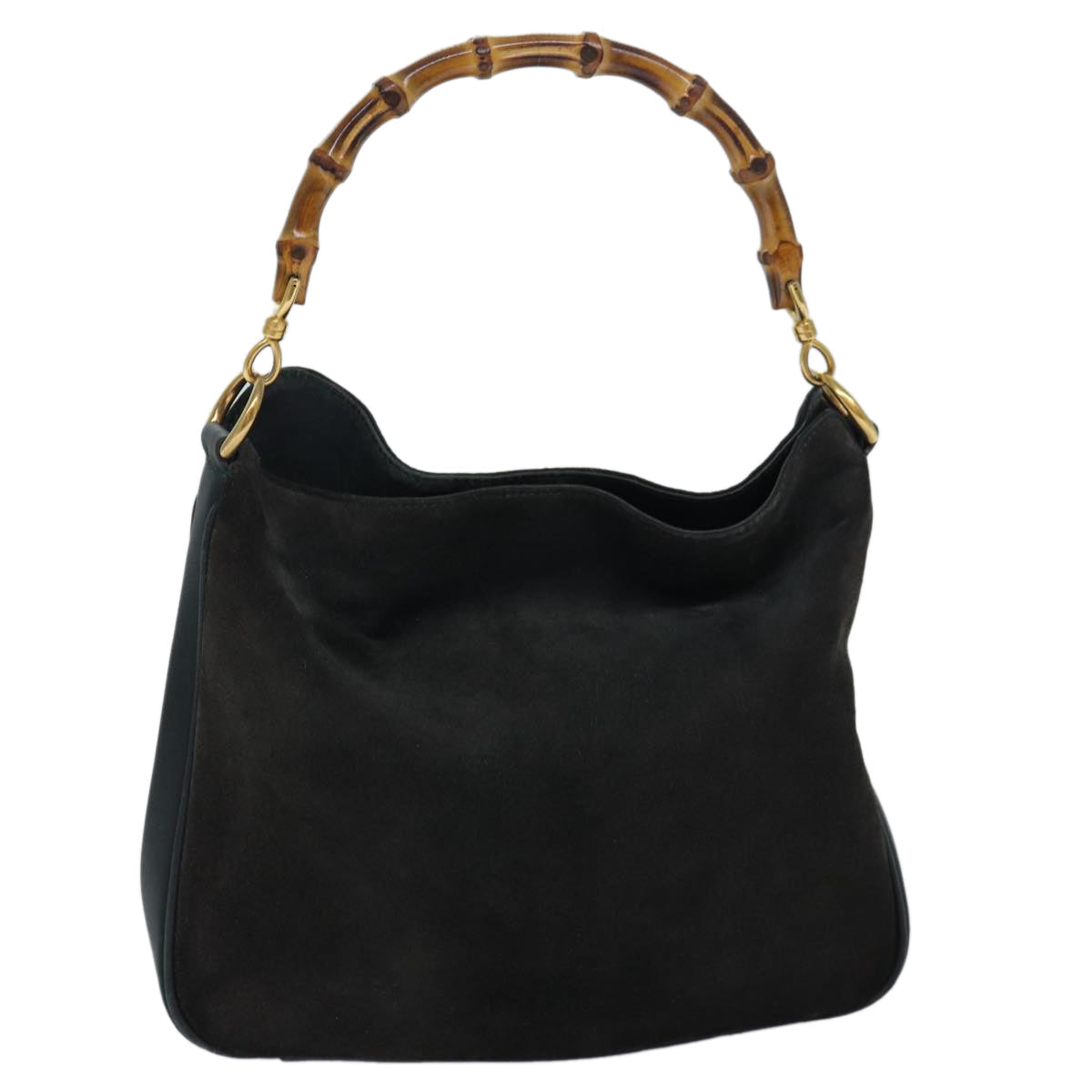 GUCCI Bamboo Hand Bag Suede Green bs16189