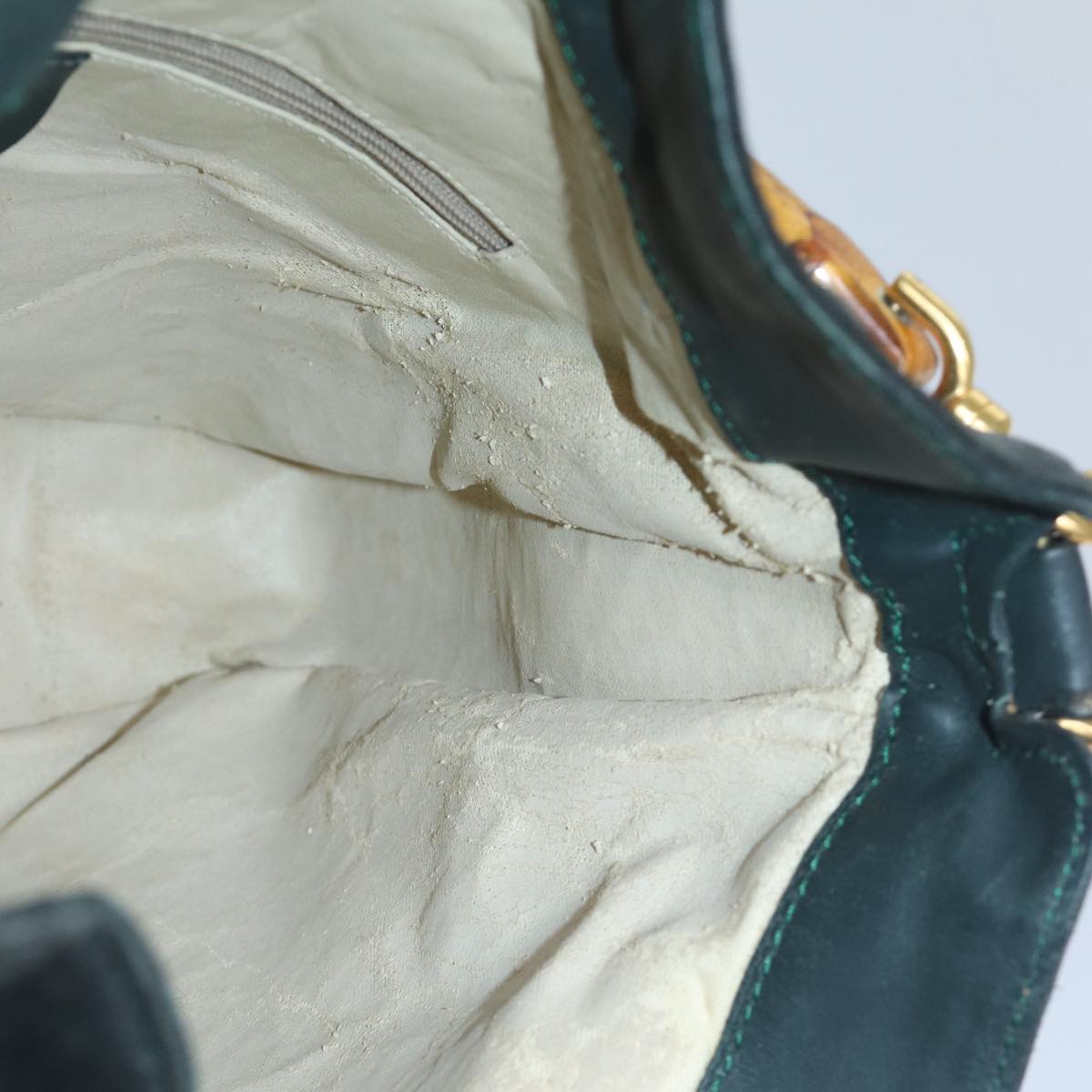 GUCCI Bamboo Hand Bag Suede Green bs16189