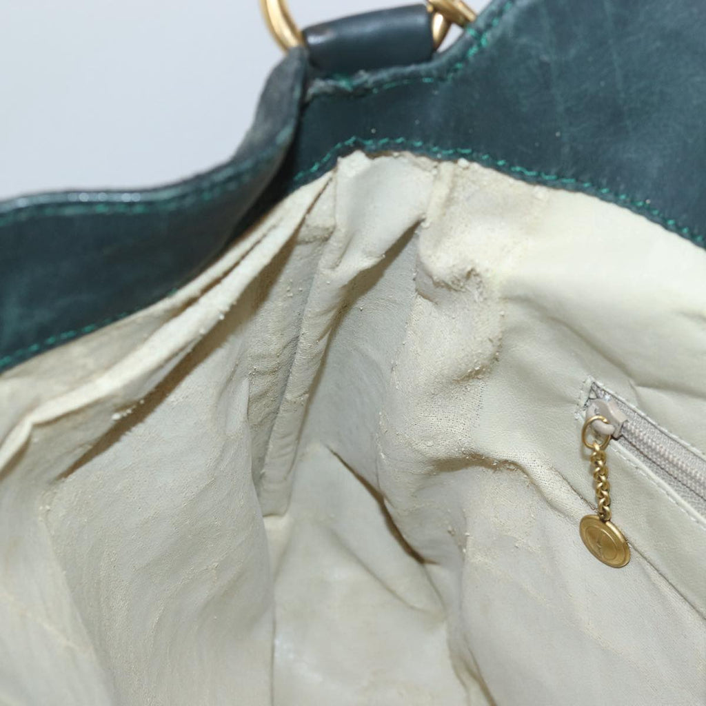 GUCCI Bamboo Hand Bag Suede Green bs16189