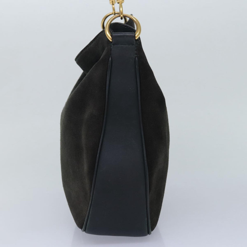 GUCCI Bamboo Hand Bag Suede Green bs16189