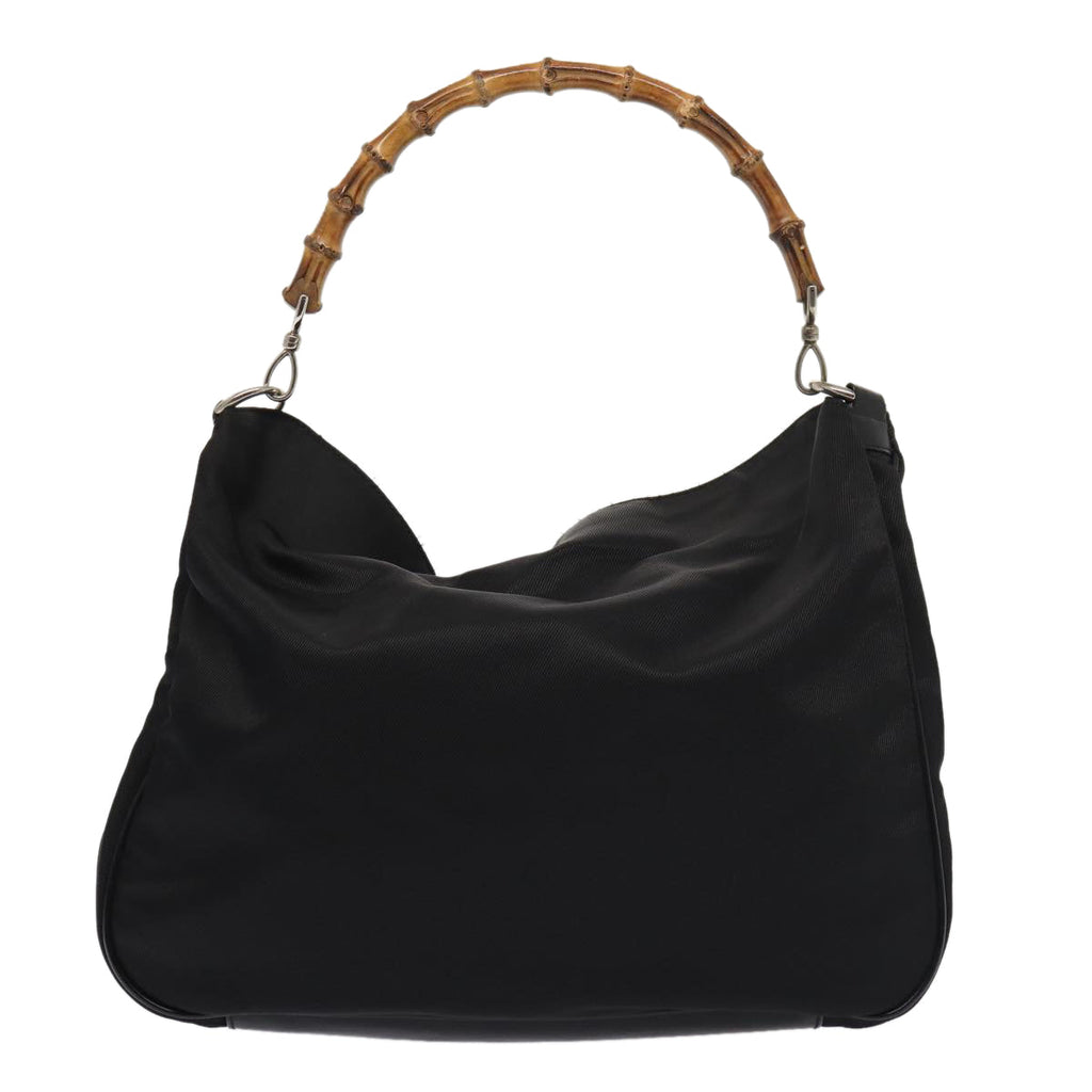 GUCCI Bamboo Shoulder Bag Nylon 2way Black 001 1998 1577 bs16235