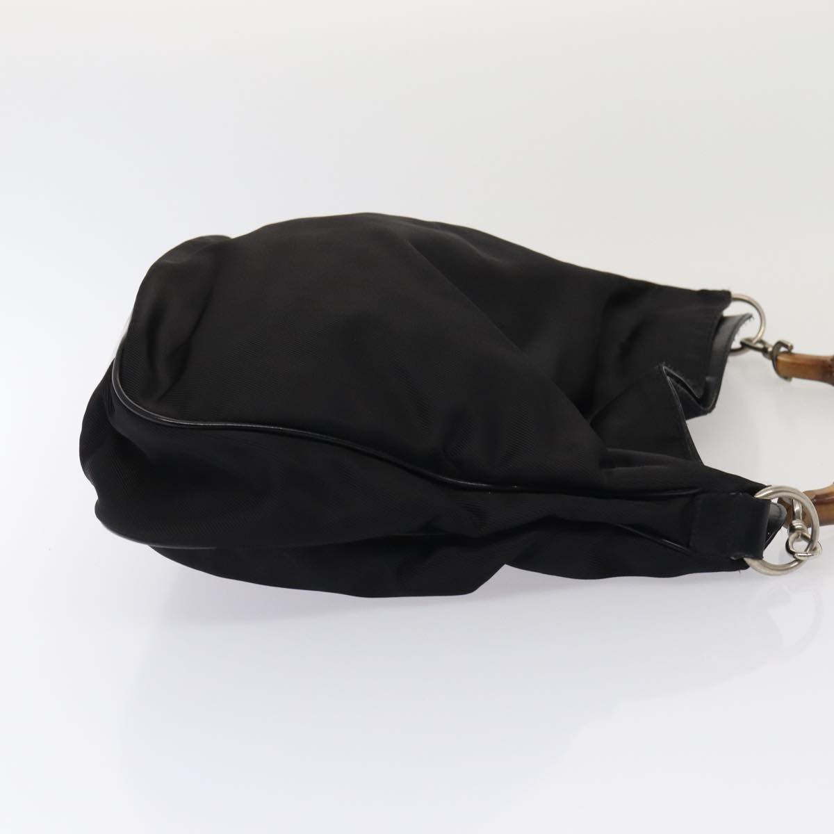 GUCCI Bamboo Shoulder Bag Nylon 2way Black 001 1998 1577 bs16235
