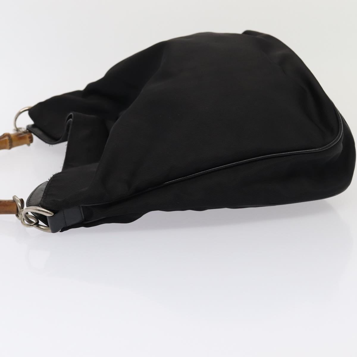 GUCCI Bamboo Shoulder Bag Nylon 2way Black 001 1998 1577 bs16235
