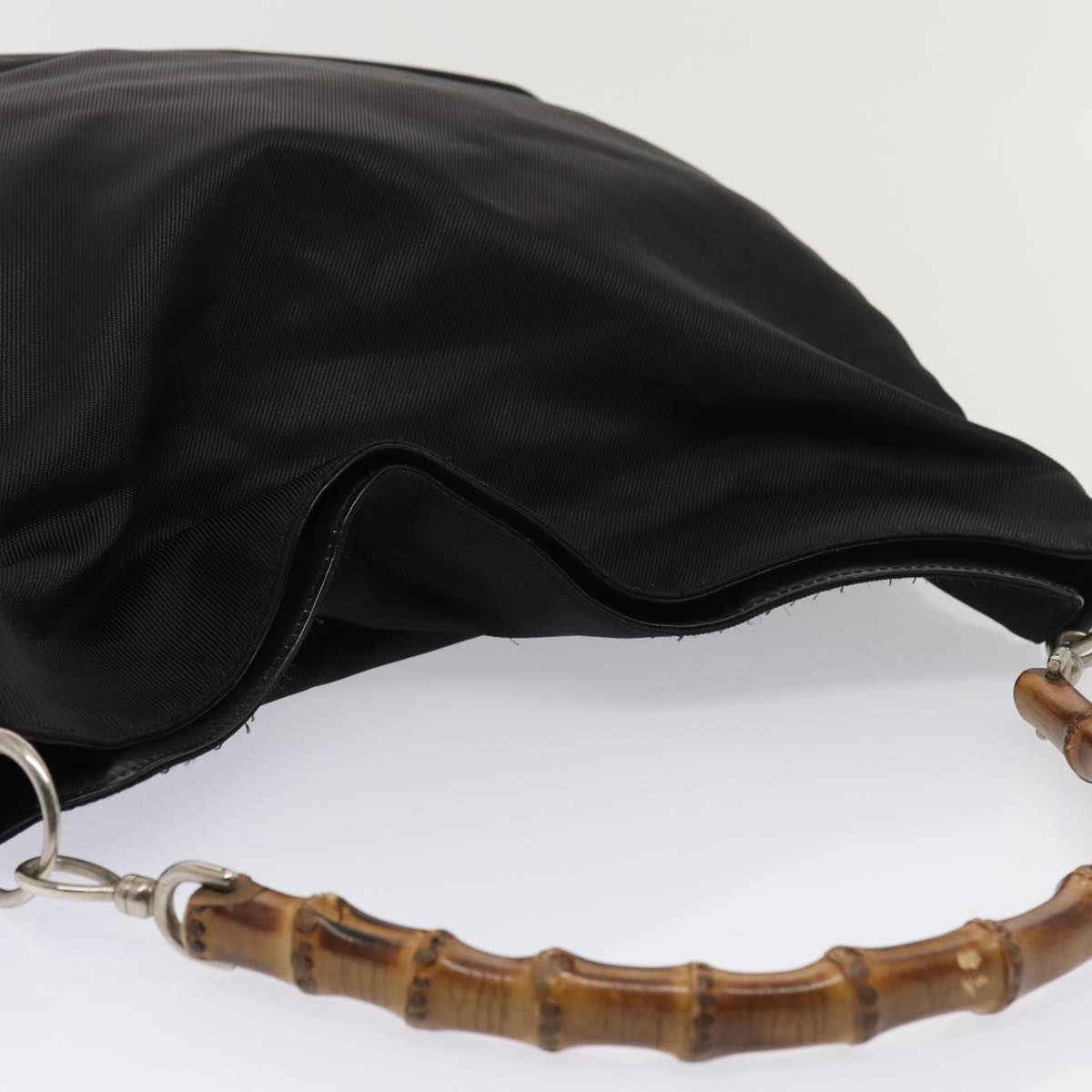 GUCCI Bamboo Shoulder Bag Nylon 2way Black 001 1998 1577 bs16235