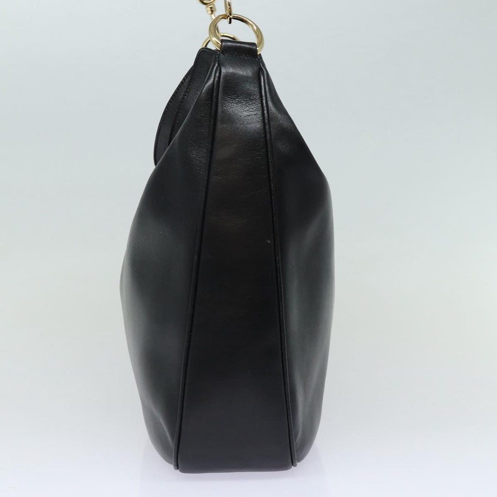GUCCI Bamboo Hand Bag Leather 2way Black 001 0166 1577 bs16270