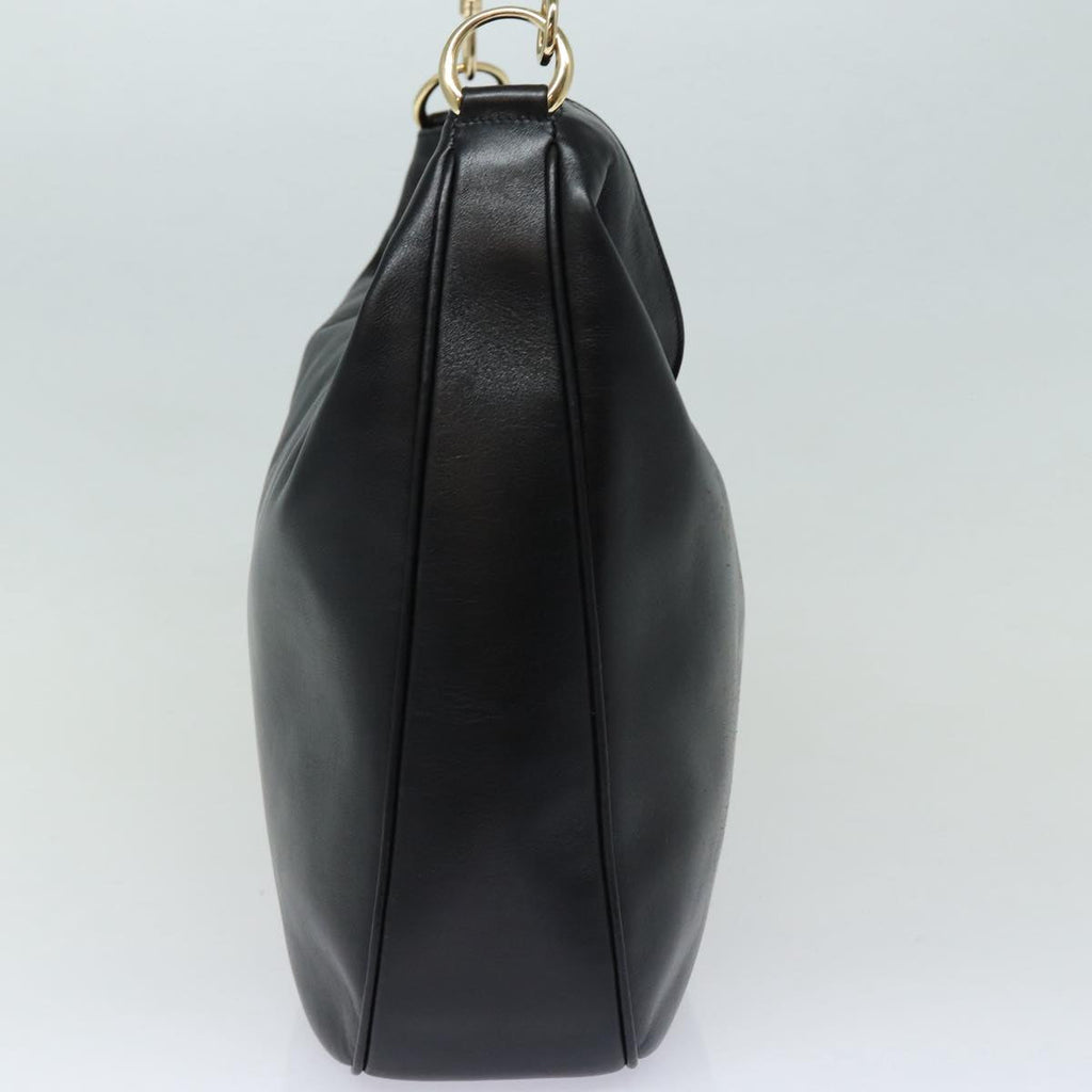 GUCCI Bamboo Hand Bag Leather 2way Black 001 0166 1577 bs16270