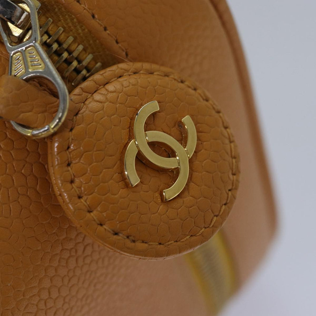 CHANEL Vanity COCO Mark Hand Bag Caviar Skin Orange CC bs16279