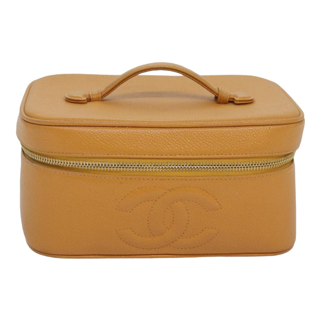 CHANEL Vanity COCO Mark Hand Bag Caviar Skin Orange CC bs16279