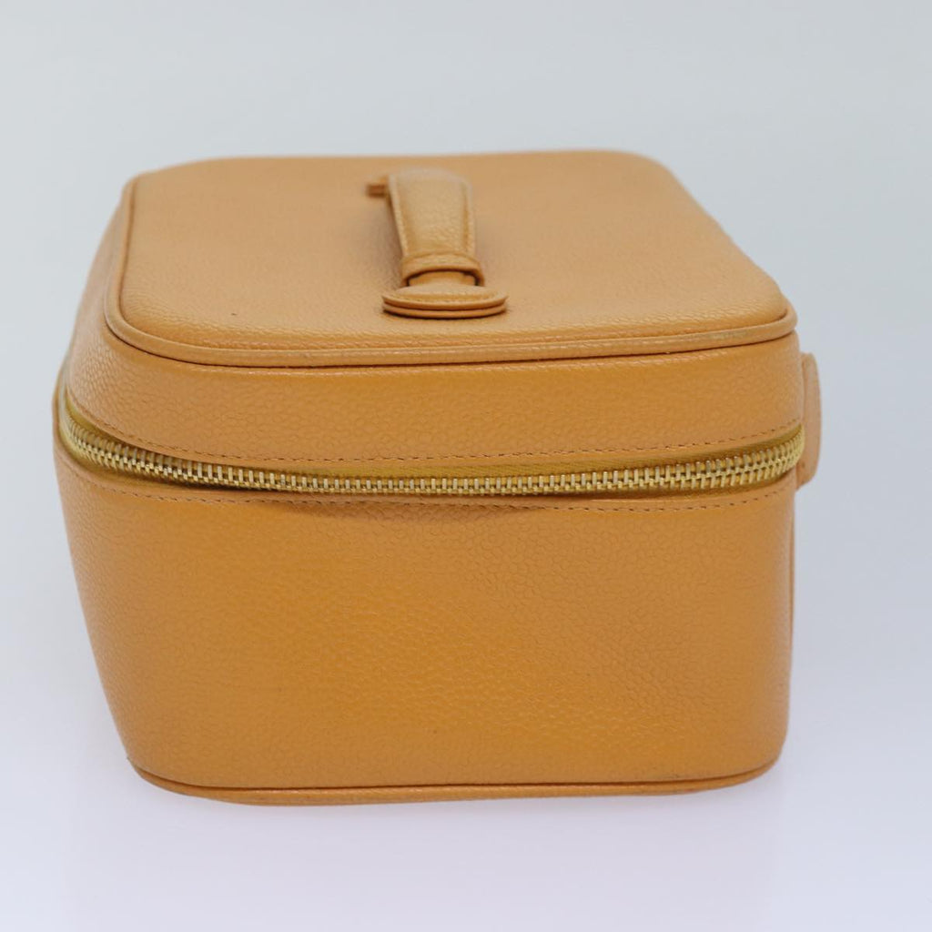 CHANEL Vanity COCO Mark Hand Bag Caviar Skin Orange CC bs16279