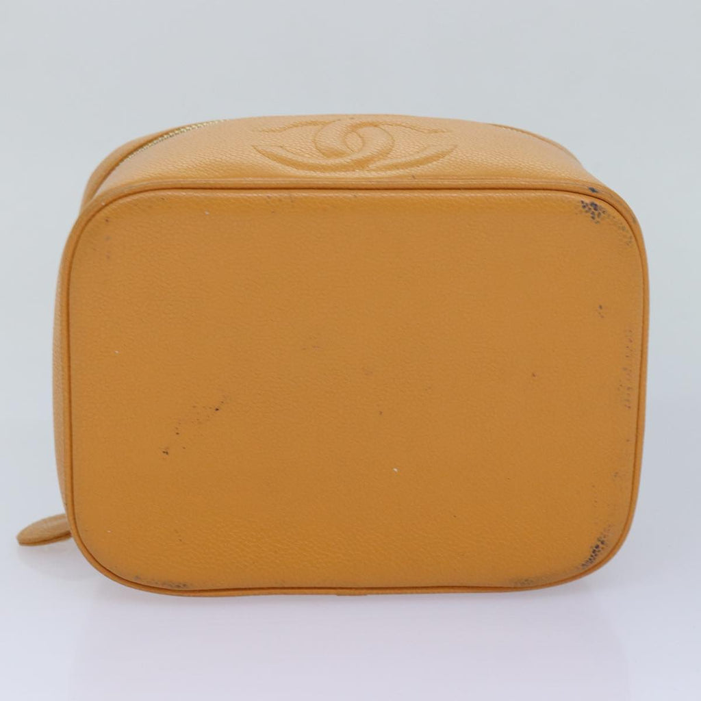 CHANEL Vanity COCO Mark Hand Bag Caviar Skin Orange CC bs16279