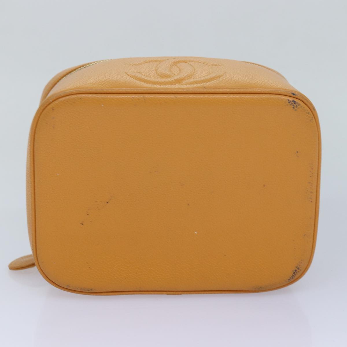 CHANEL Vanity COCO Mark Hand Bag Caviar Skin Orange CC bs16279