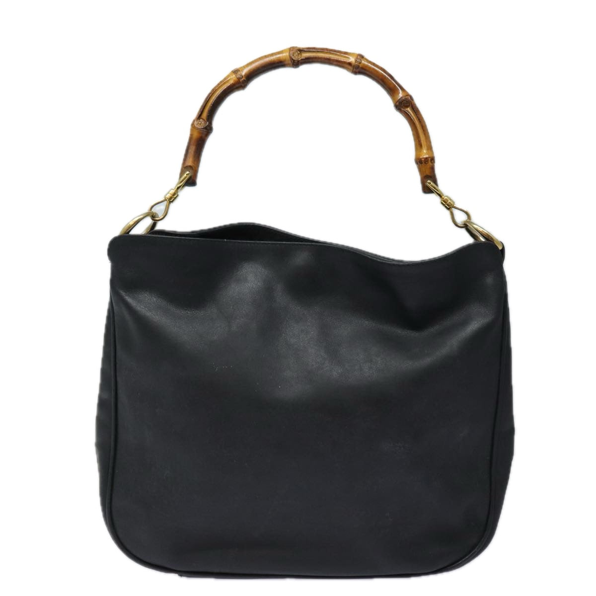 GUCCI Bamboo Hand Bag Leather Black 001 1781 1638 bs16292