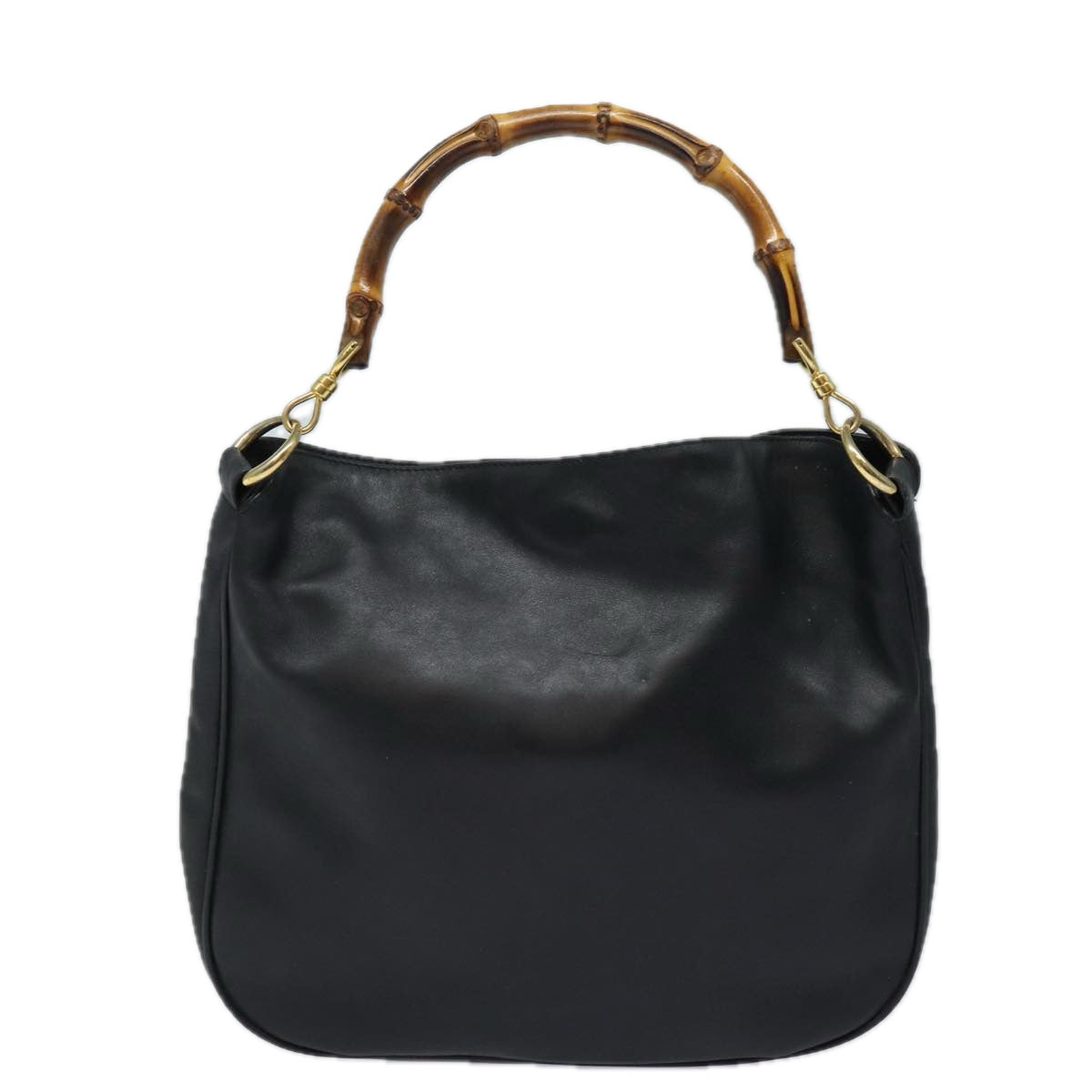 GUCCI Bamboo Hand Bag Leather Black 001 1781 1638 bs16292