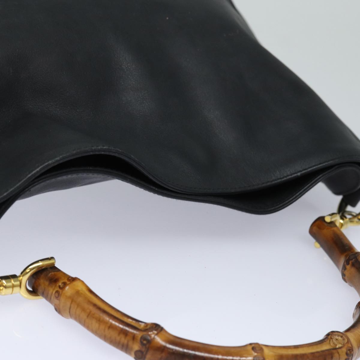 GUCCI Bamboo Hand Bag Leather Black 001 1781 1638 bs16292