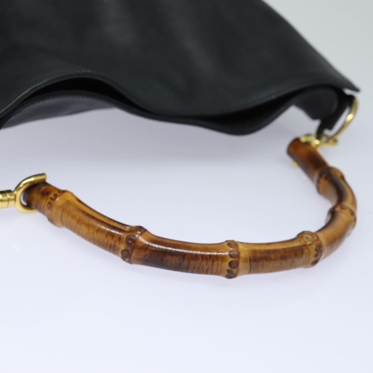 GUCCI Bamboo Hand Bag Leather Black 001 1781 1638 bs16292