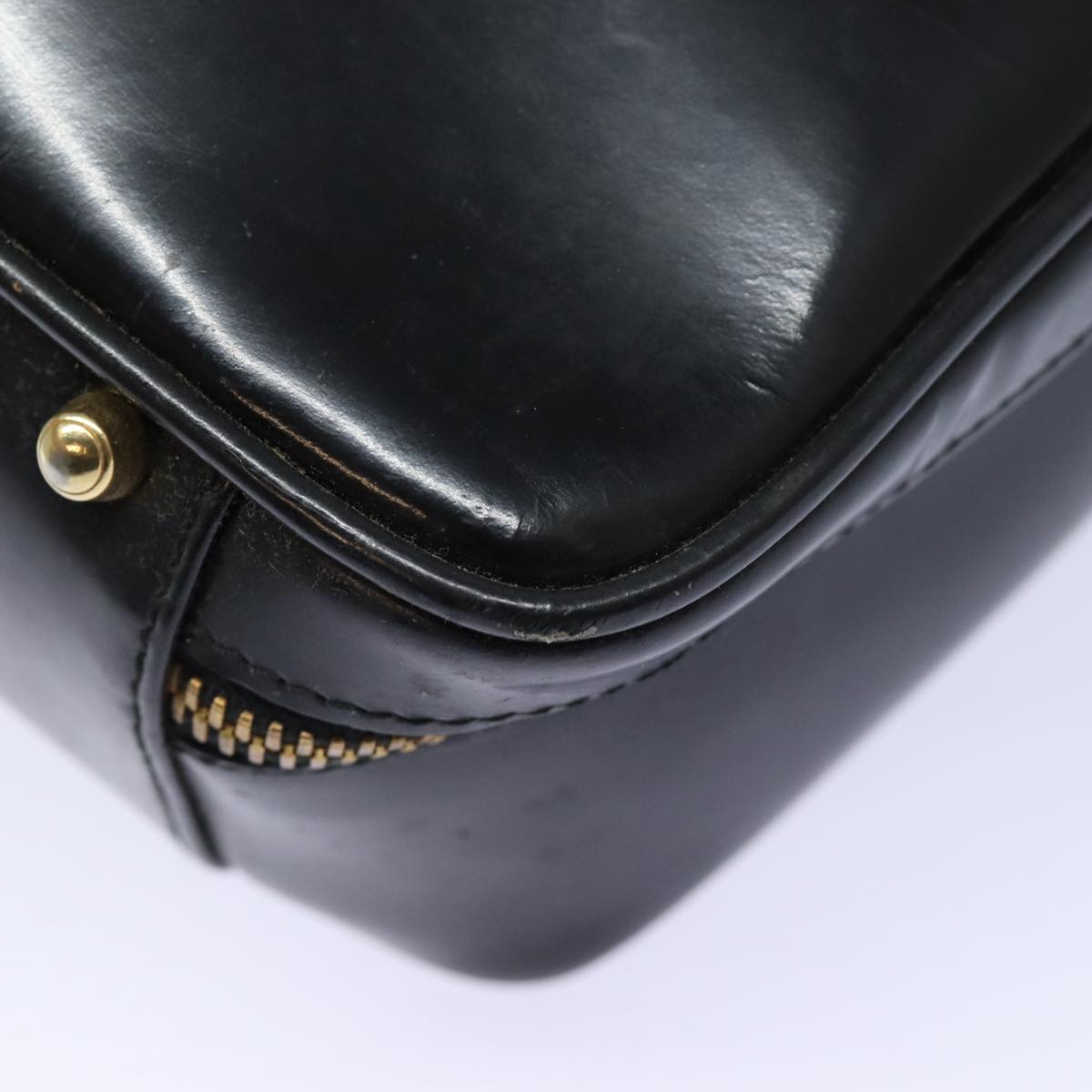 GUCCI Bamboo Vanity Hand Bag Patent leather Black bs16299