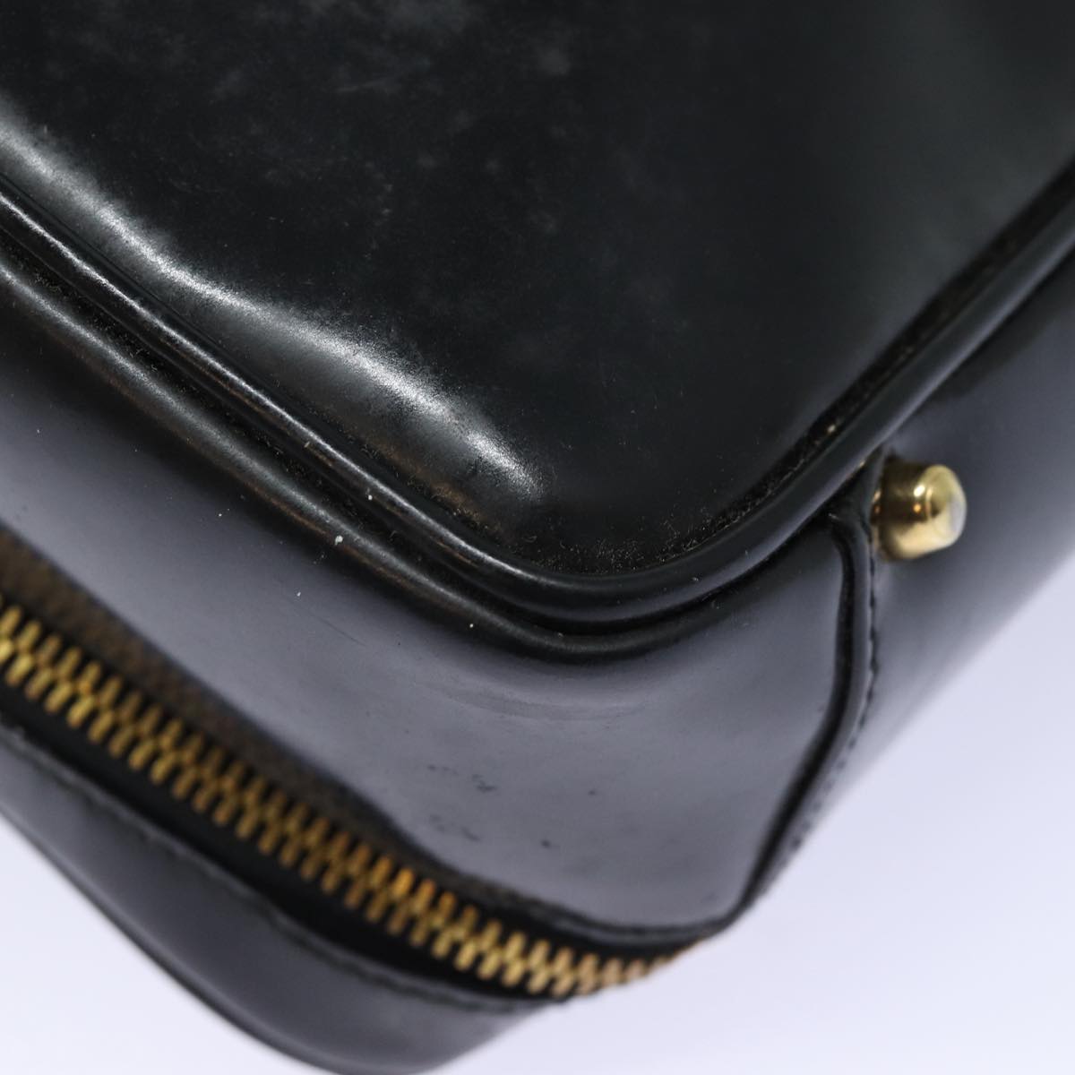 GUCCI Bamboo Vanity Hand Bag Patent leather Black bs16299