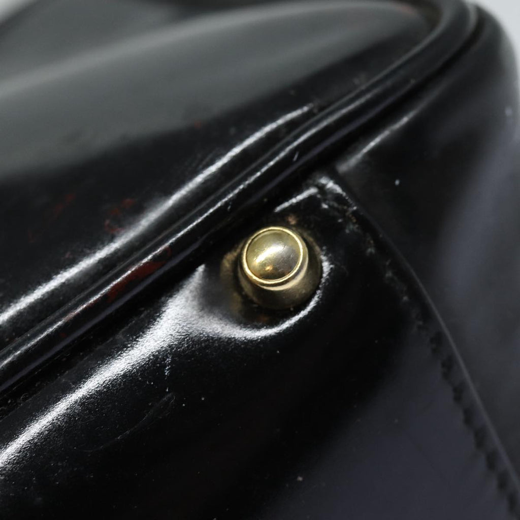 GUCCI Bamboo Vanity Hand Bag Patent leather Black bs16299