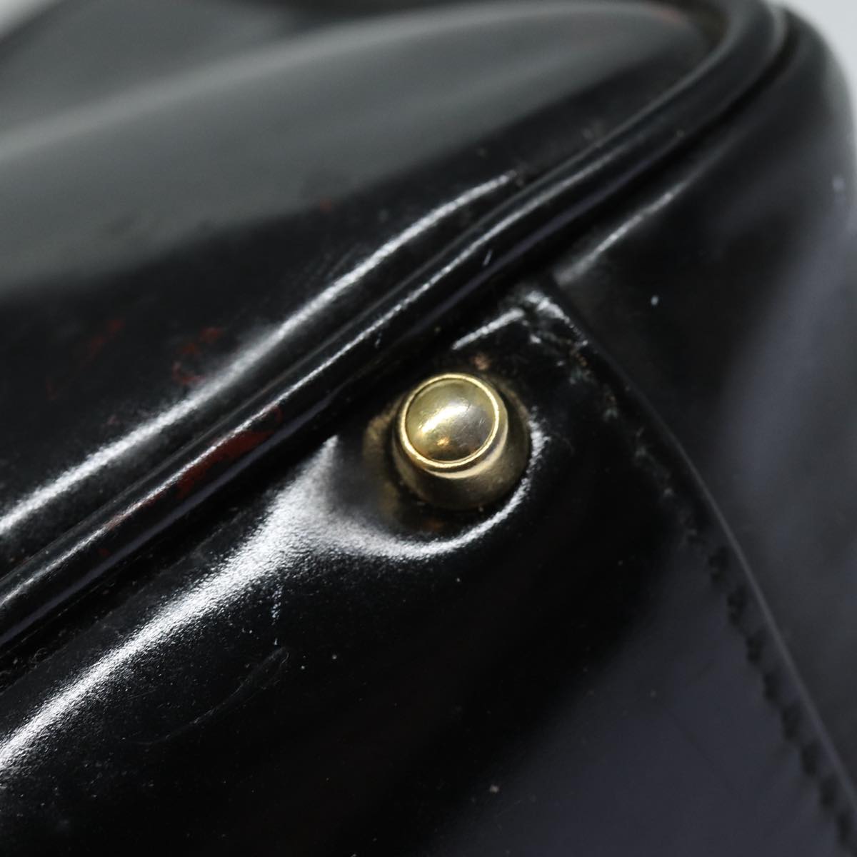 GUCCI Bamboo Vanity Hand Bag Patent leather Black bs16299
