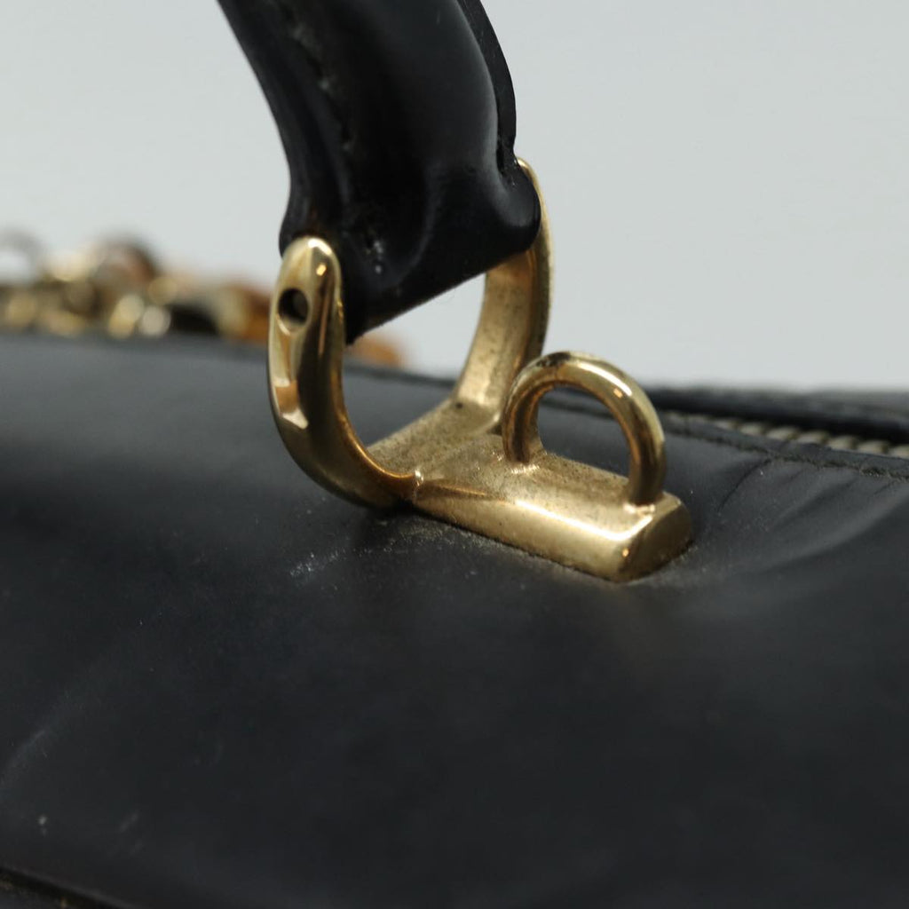 GUCCI Bamboo Vanity Hand Bag Patent leather Black bs16299