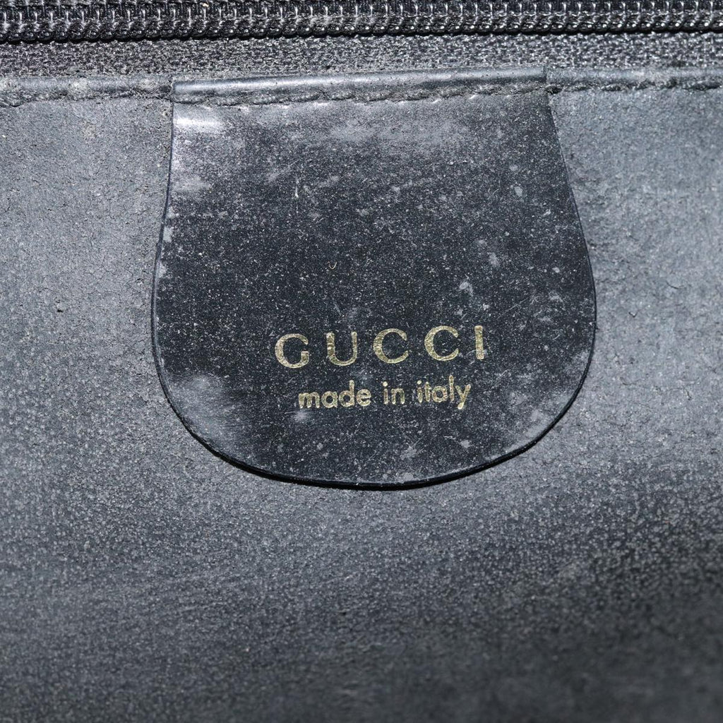 GUCCI Bamboo Vanity Hand Bag Patent leather Black bs16299