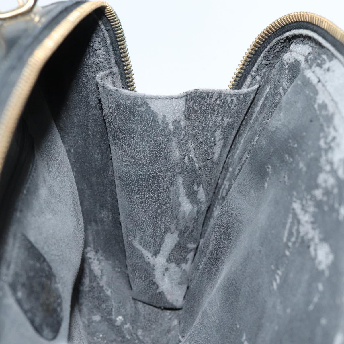 GUCCI Bamboo Vanity Hand Bag Patent leather Black bs16299