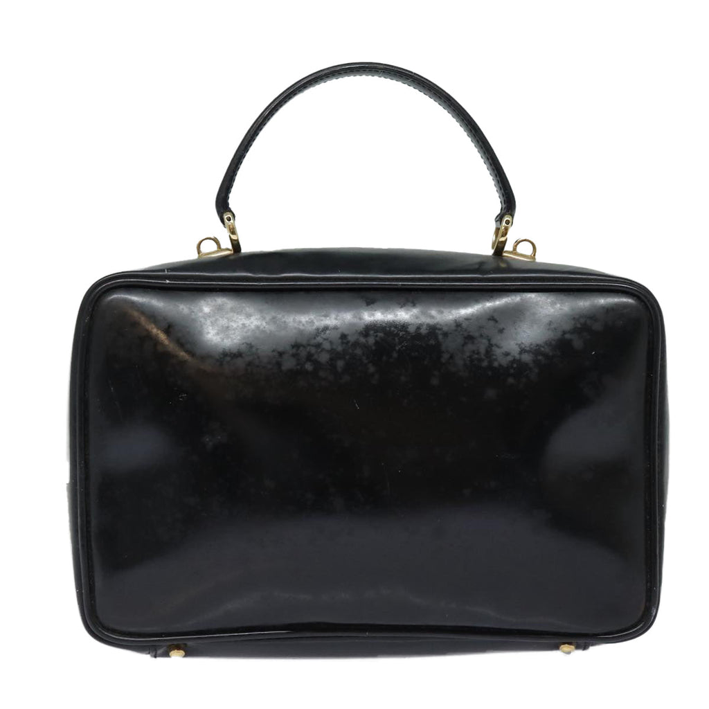 GUCCI Bamboo Vanity Hand Bag Patent leather Black bs16299