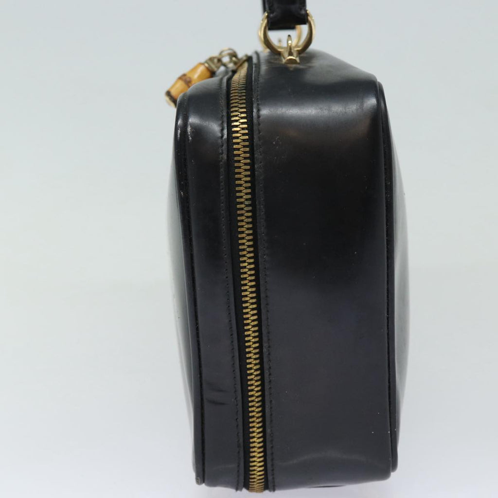 GUCCI Bamboo Vanity Hand Bag Patent leather Black bs16299