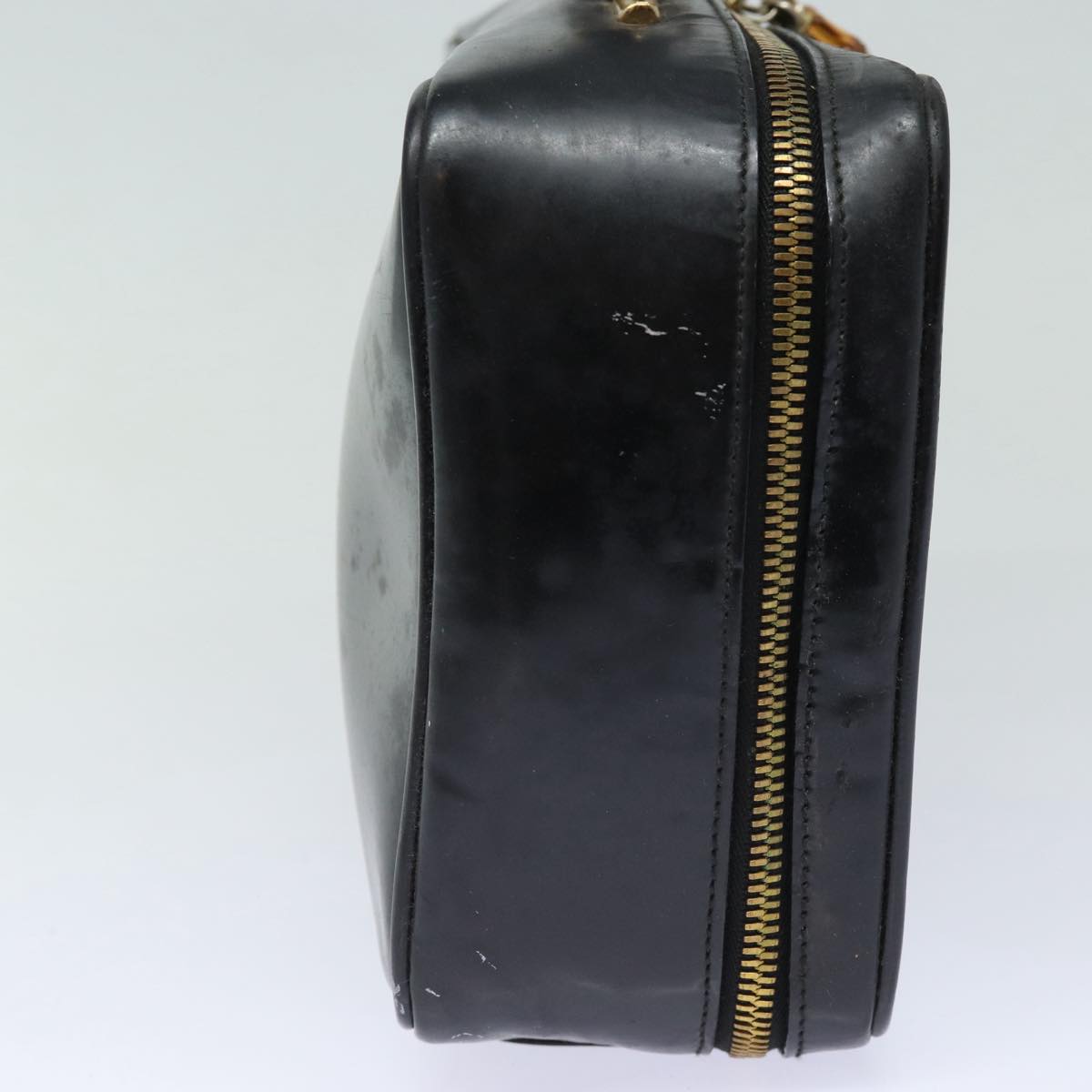 GUCCI Bamboo Vanity Hand Bag Patent leather Black bs16299