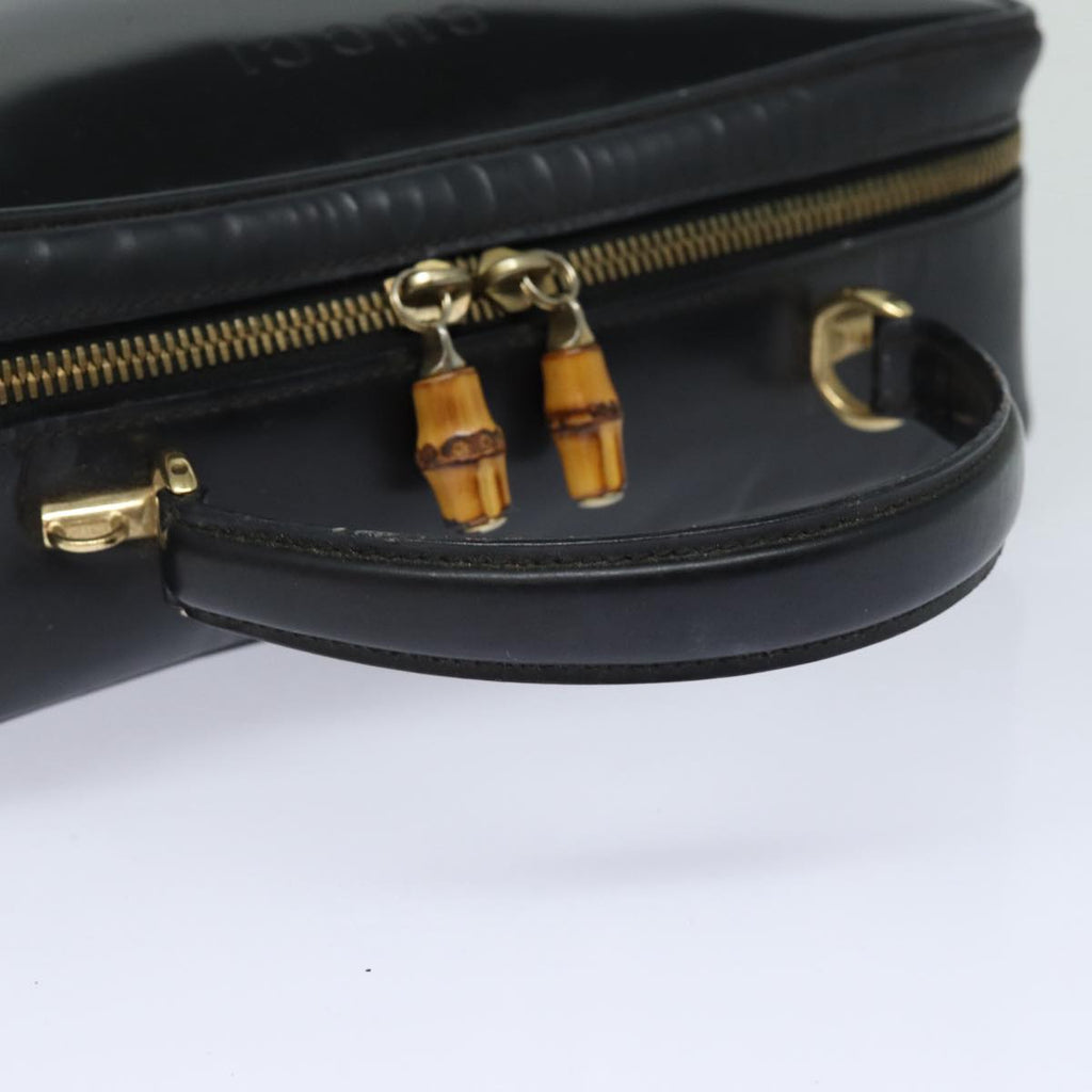 GUCCI Bamboo Vanity Hand Bag Patent leather Black bs16299