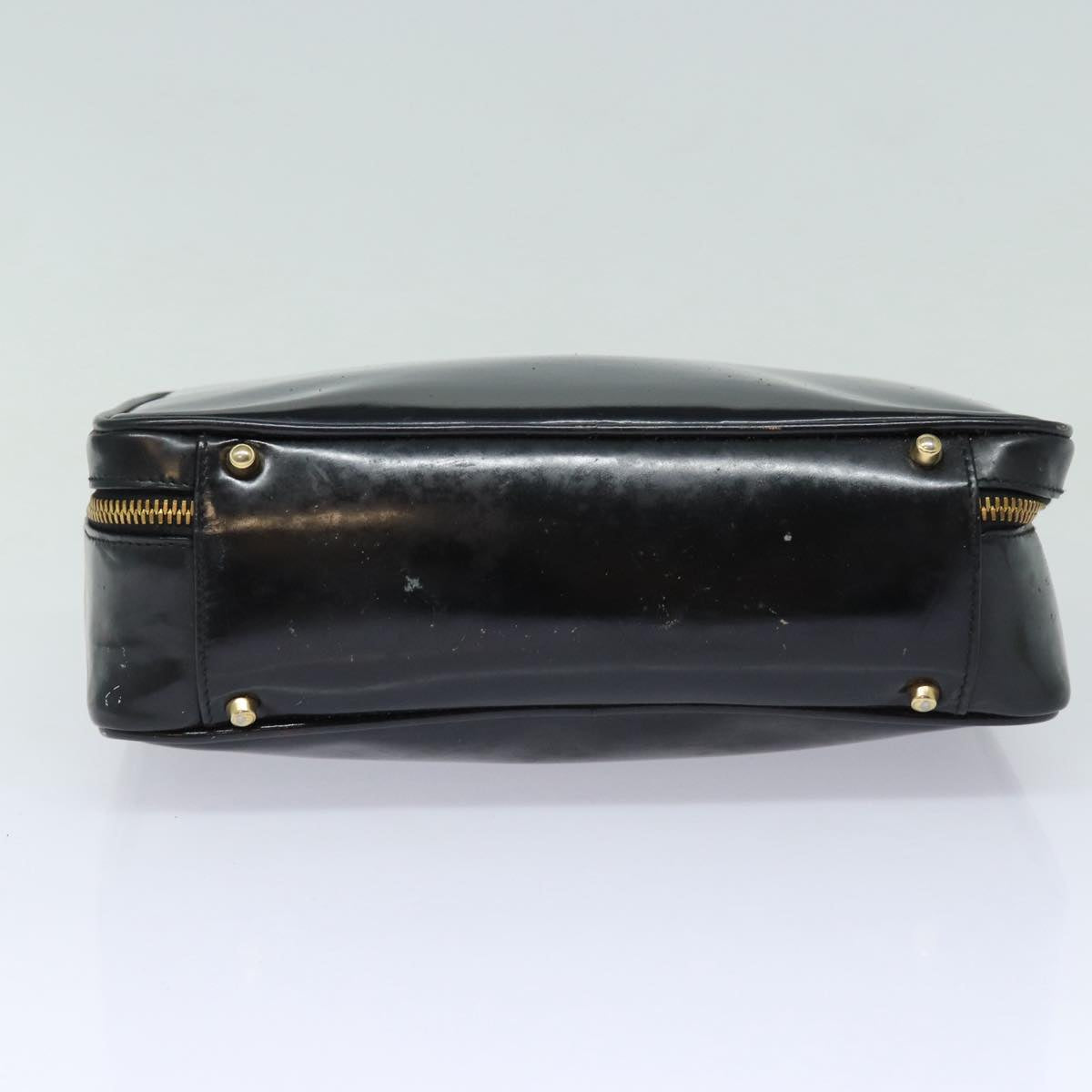 GUCCI Bamboo Vanity Hand Bag Patent leather Black bs16299
