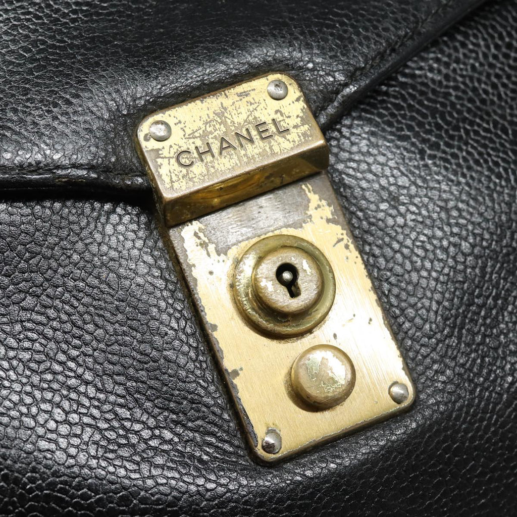 CHANEL Hand Bag Caviar Skin Black CC bs16380