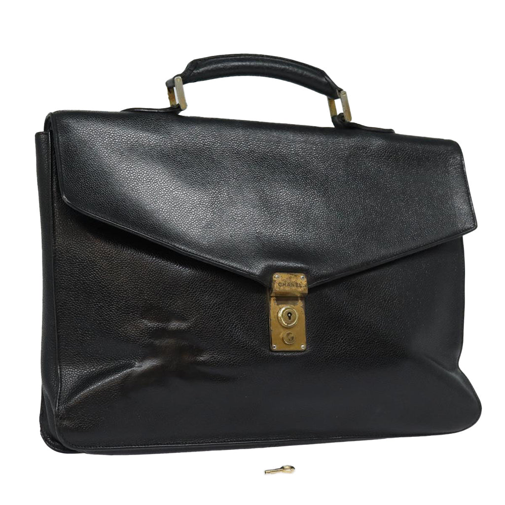 CHANEL Hand Bag Caviar Skin Black CC bs16380