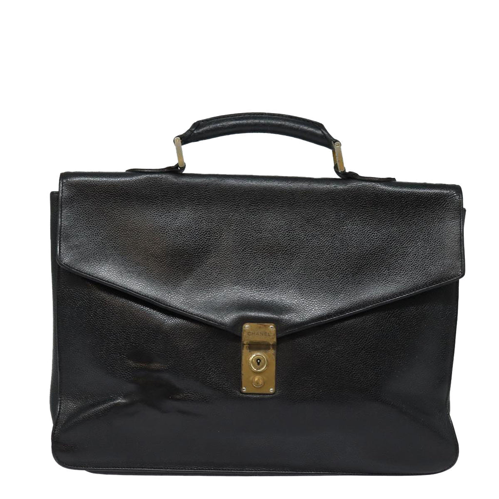 CHANEL Hand Bag Caviar Skin Black CC bs16380