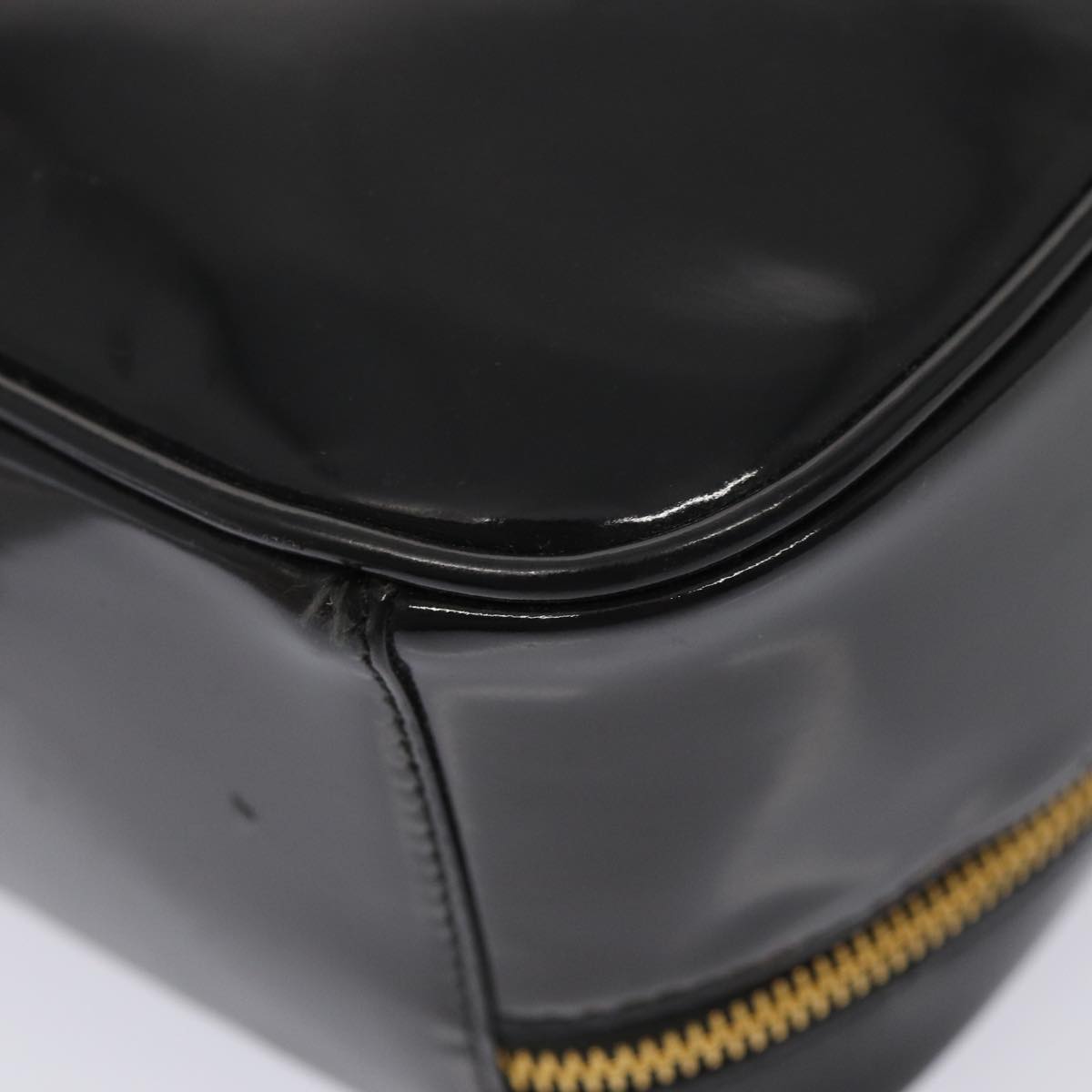 GUCCI Bamboo Vanity Shoulder Bag Enamel 2way Black 000 2040 0323 bs16407