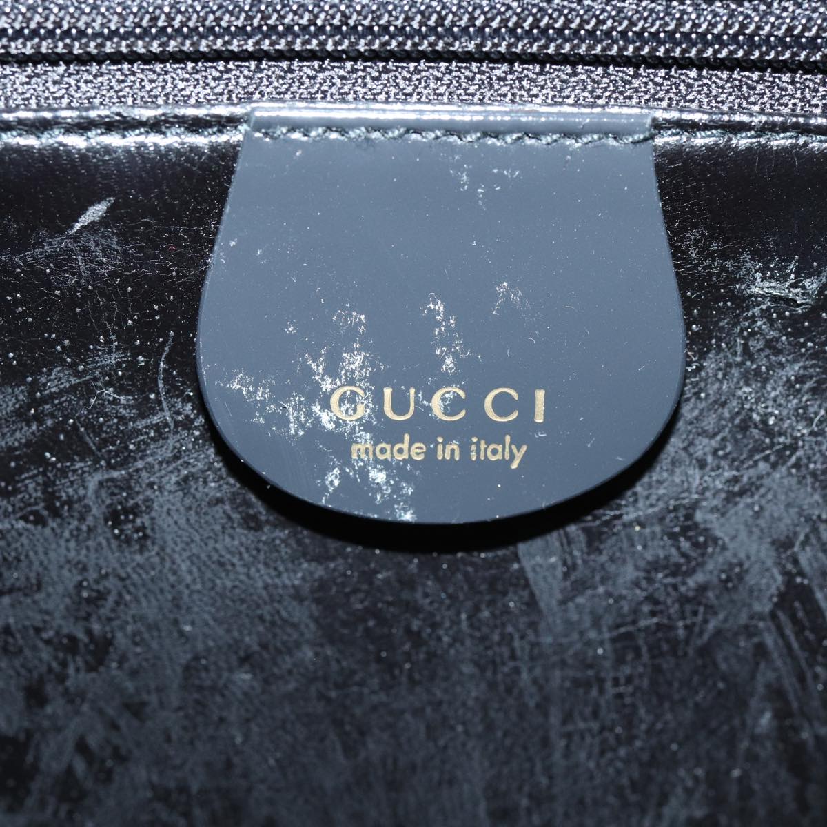 GUCCI Bamboo Vanity Shoulder Bag Enamel 2way Black 000 2040 0323 bs16407