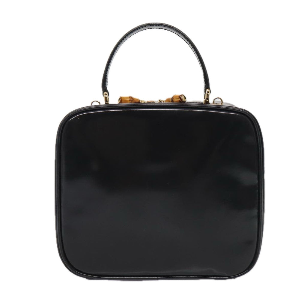 GUCCI Bamboo Vanity Shoulder Bag Enamel 2way Black 000 2040 0323 bs16407