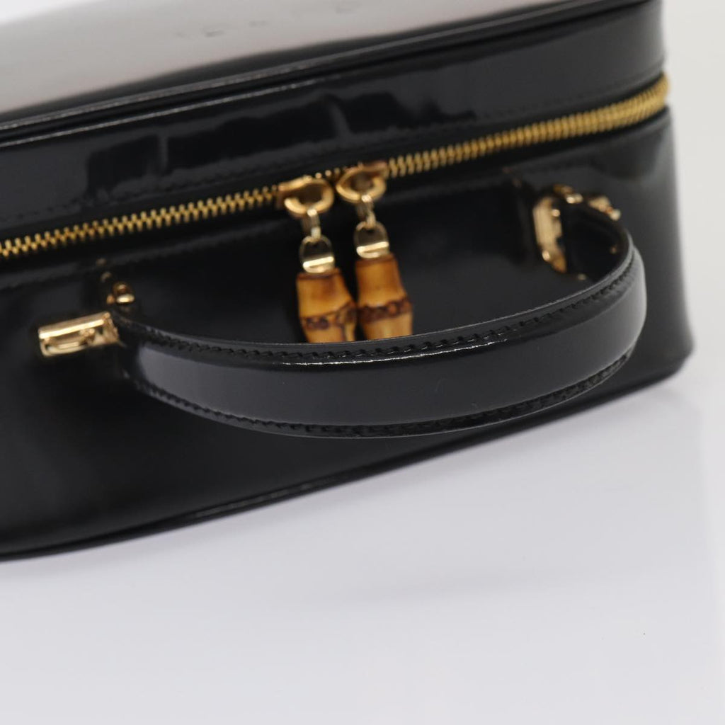 GUCCI Bamboo Vanity Shoulder Bag Enamel 2way Black 000 2040 0323 bs16407