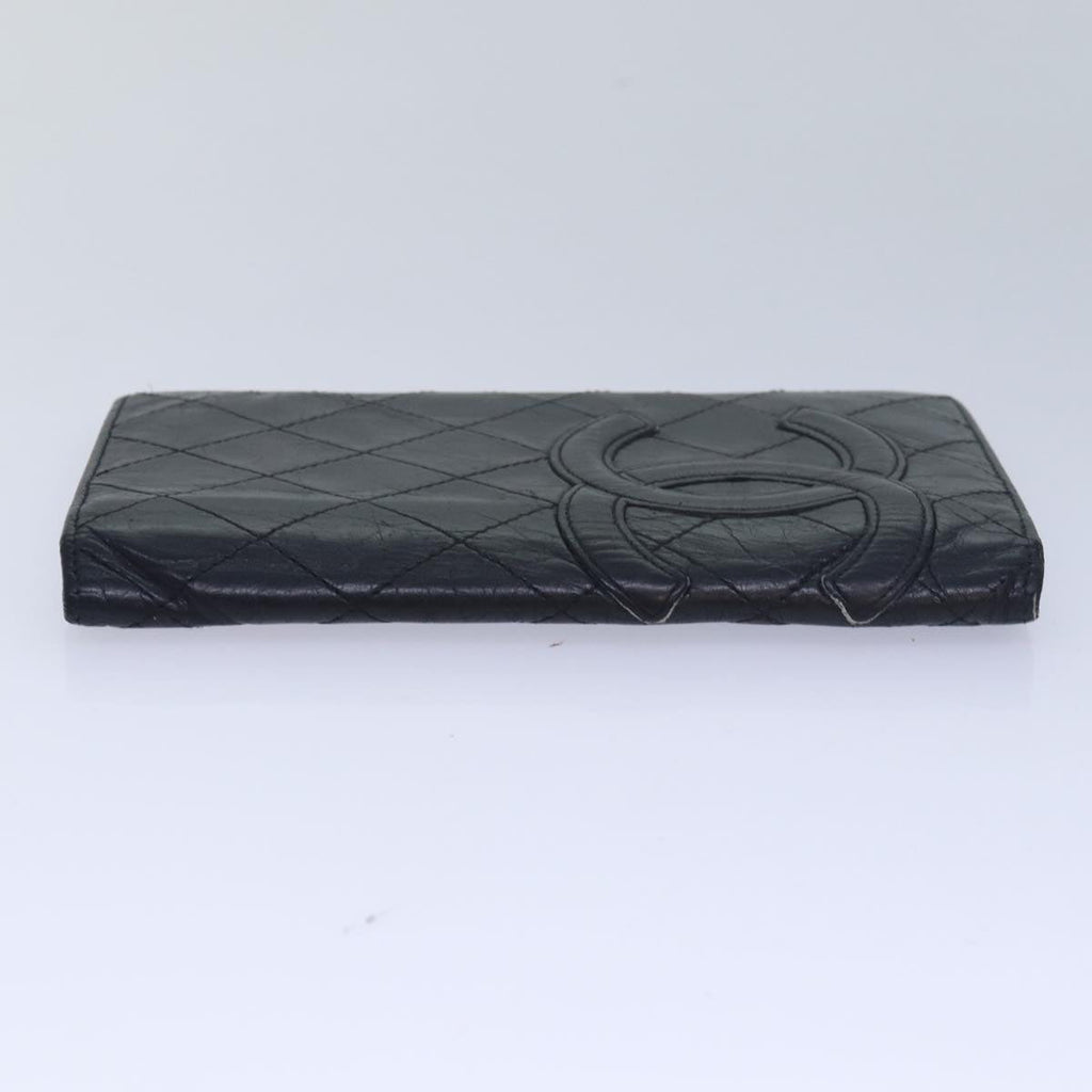 CHANEL Cambon Line Long Wallet Leather Black CC bs16463