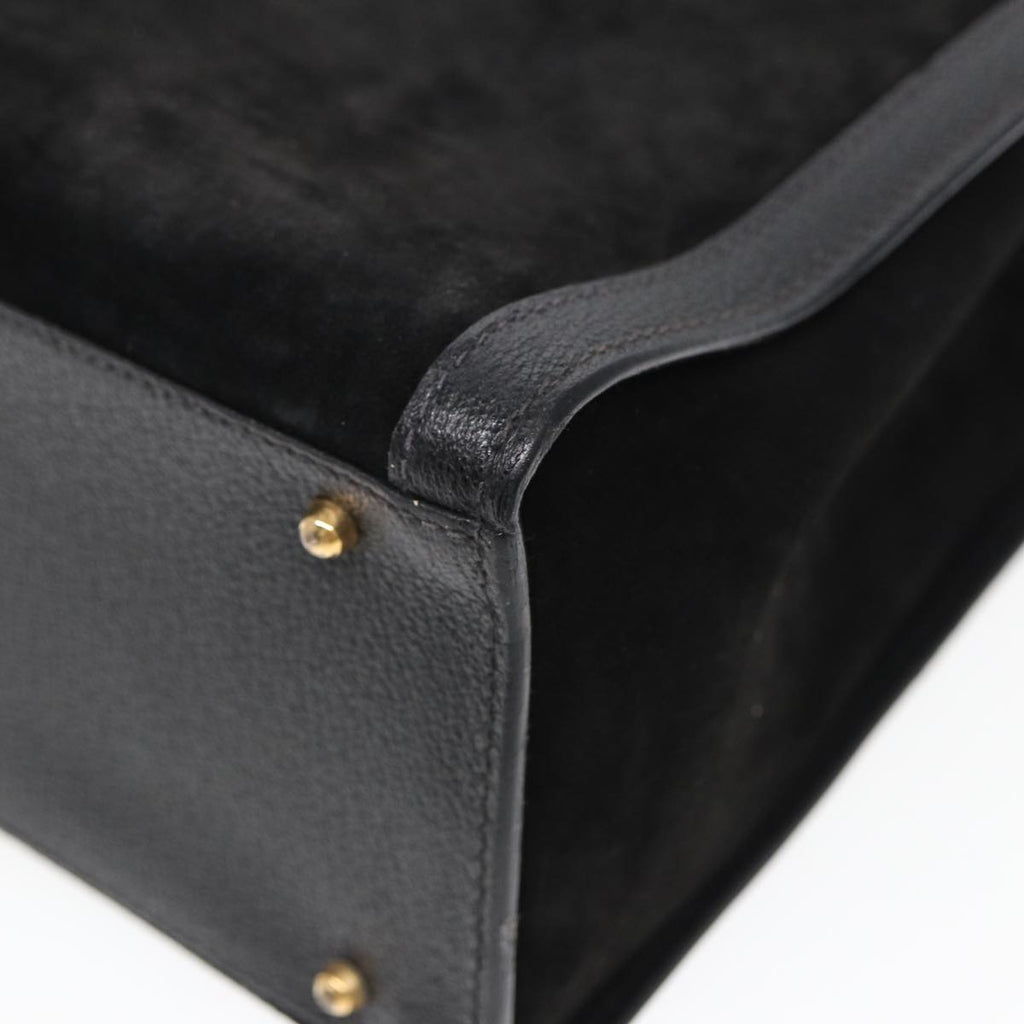 GUCCI Bamboo Hand Bag Suede Black 002 123 0260 bs16481