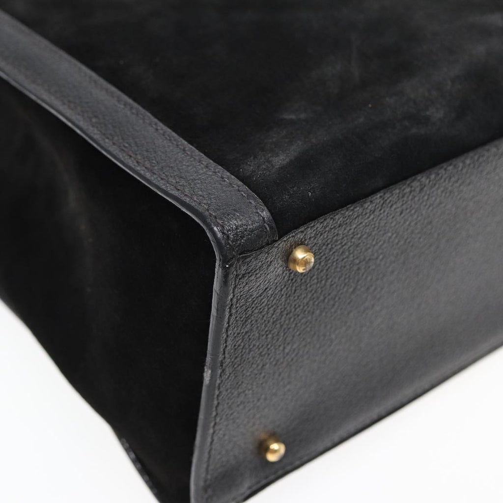 GUCCI Bamboo Hand Bag Suede Black 002 123 0260 bs16481