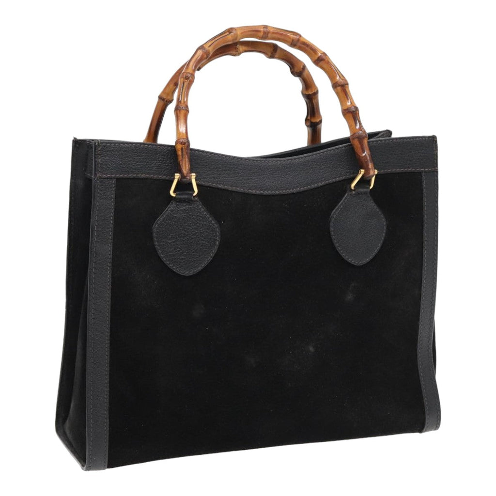GUCCI Bamboo Hand Bag Suede Black 002 123 0260 bs16481