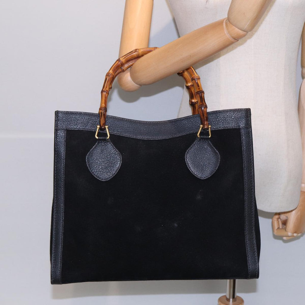 GUCCI Bamboo Hand Bag Suede Black 002 123 0260 bs16481